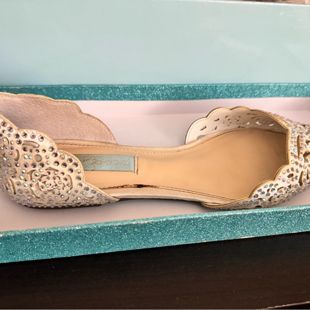 Betsey Johnson Ivory Crystal-Embellished Lucy Flats - Picture 2 of 7